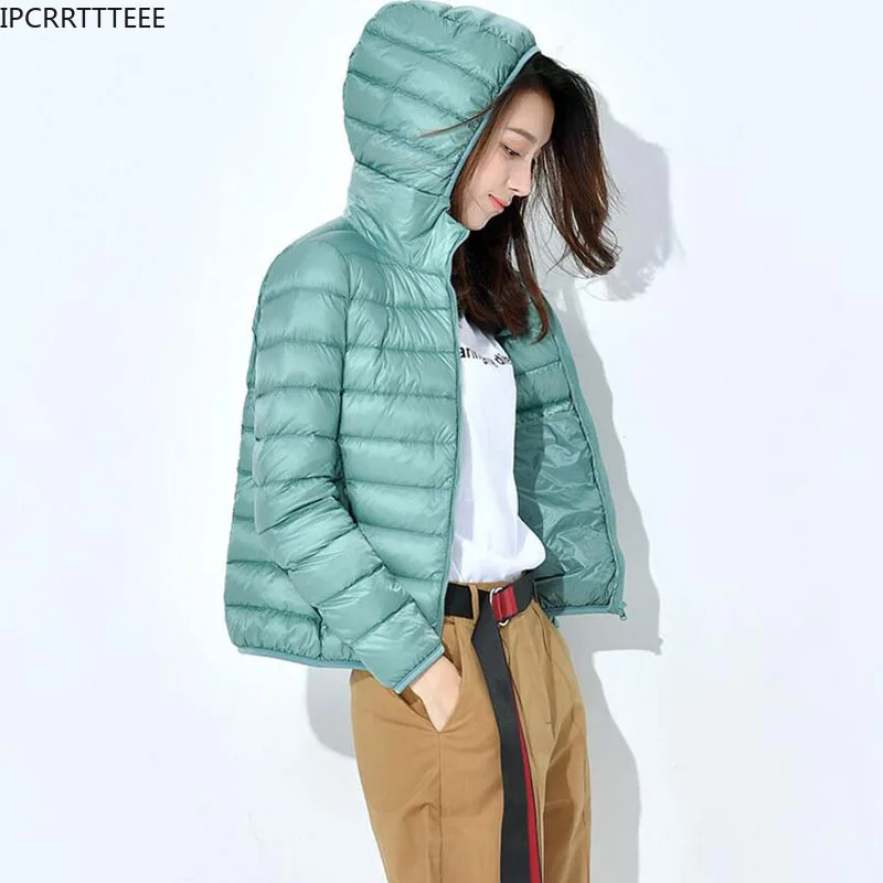 Leichte Padded Jacken frauen Jacken Frühling 2021 Mit Kapuze Ultraleicht Stepp Mantel für Warme Winter Unten Mäntel Licht Puffer