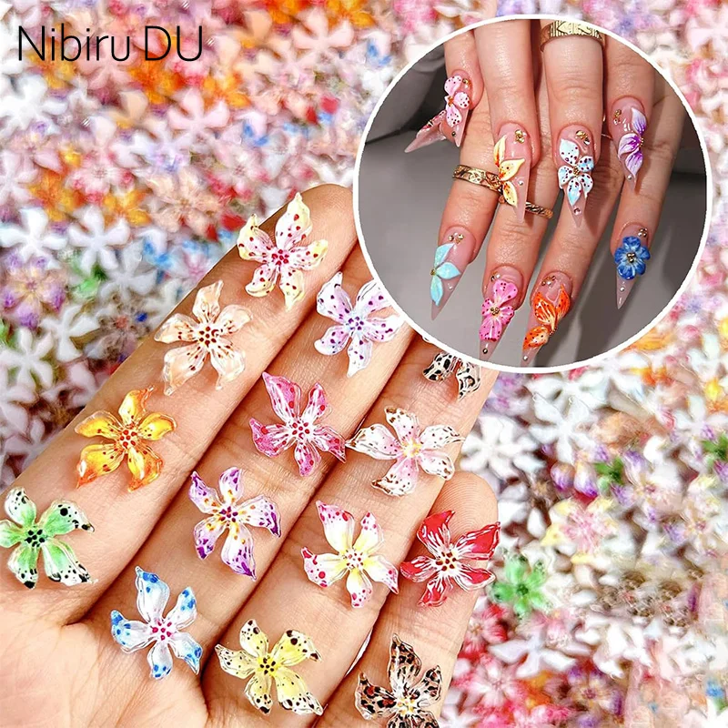 

Colorful Petal Ice Transparent Flower Resin Nail Art Charms 3D Rhinestones Manicure Decorations DIY Jewelry Accessories