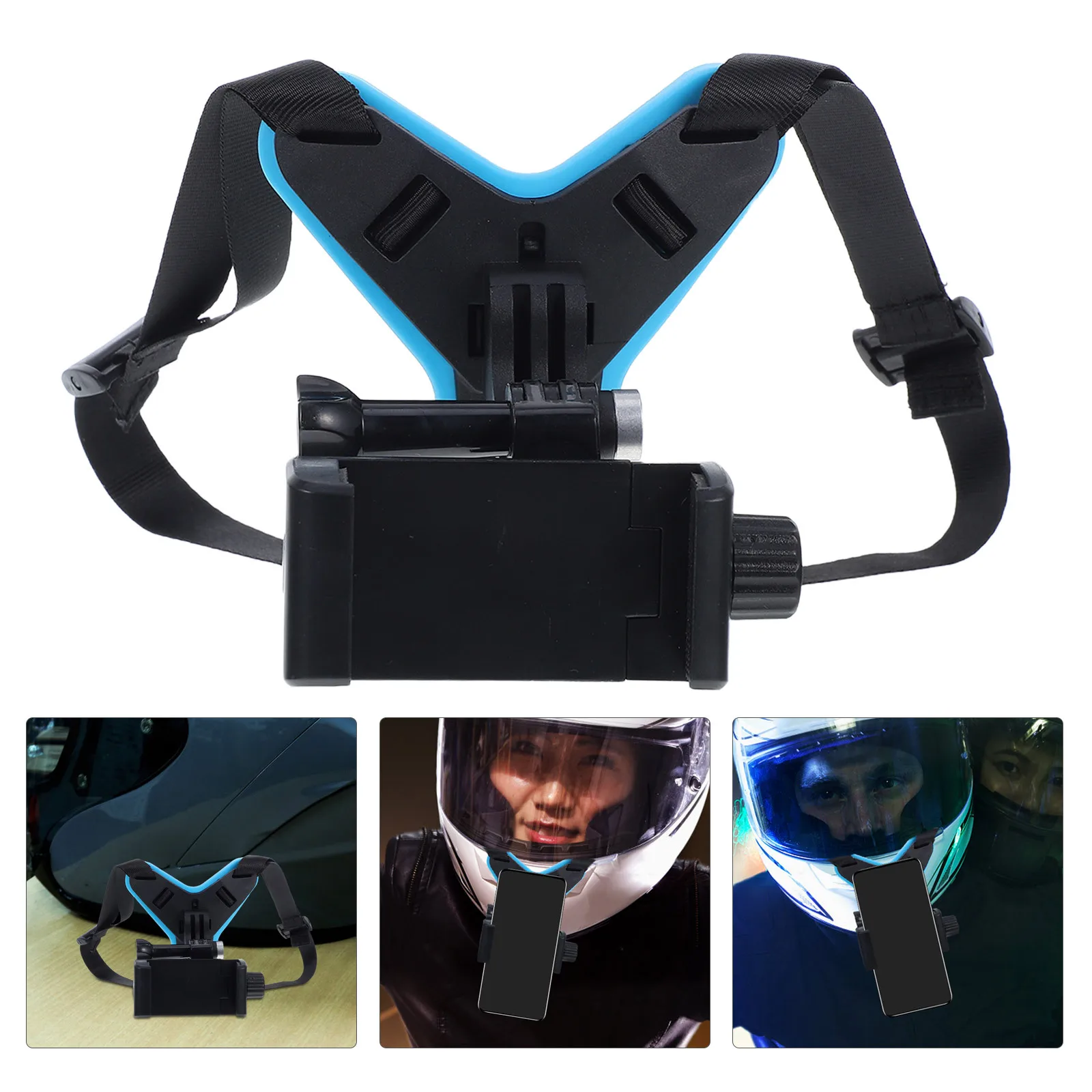

Chin Mount for Phone and Camera - Adjustable Buckle Strap Design for Secure Fit on Motorcycle - Vibration