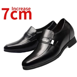 Loafer Height Increasing Shoes Business Elevated 7cm Men's Dress Shoes Groom's Wedding Invisible Height Heightened Shoes for Men