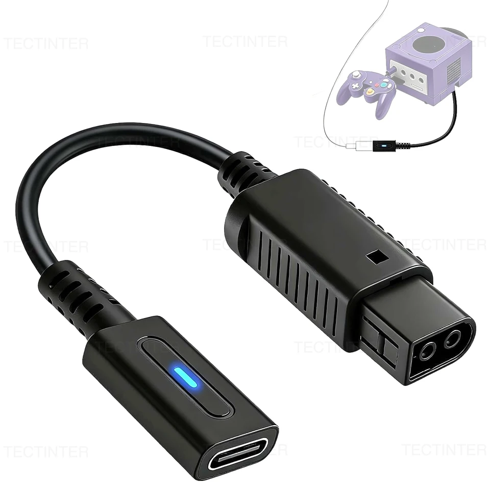 USB Type-C Charging Cable Adapter for Nintendo Gamecube NGC Console with LED Convert Power Supply Wire Cord Game Accessories