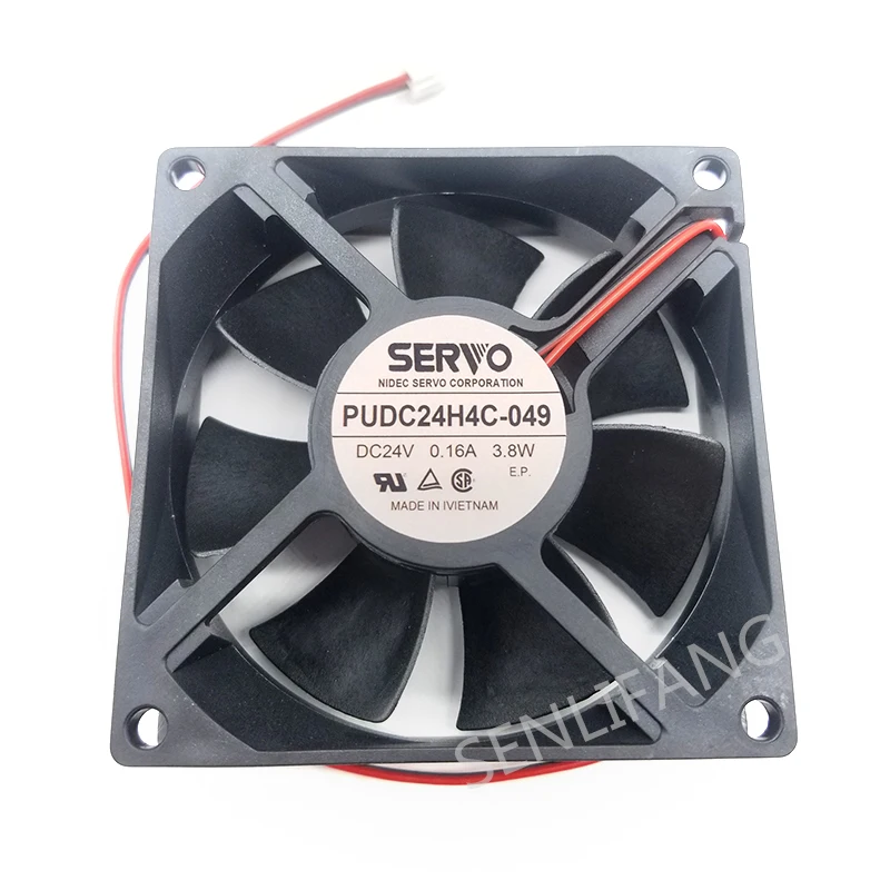 Brand New Cooler PUDC24H4C-049 DC24V 3.8W 0.16A 8025 8CM 80*80*25MM 2 Wires Double Ball Bearing Inverter Cooling Fan For SERVO