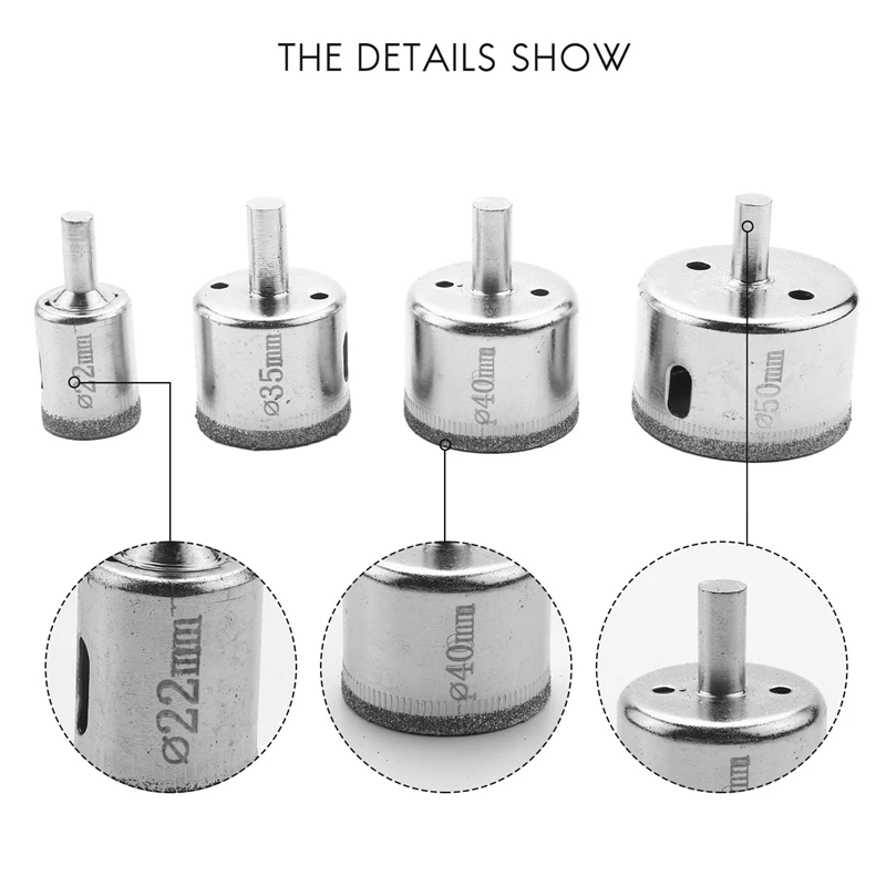 ABUL-12Pcs Diamond Drill Bits Glass Tile Hole Saw Bits Set, Hollow Core Drill Bits, Extractor Remover Hole Saws For Glass, Ceram