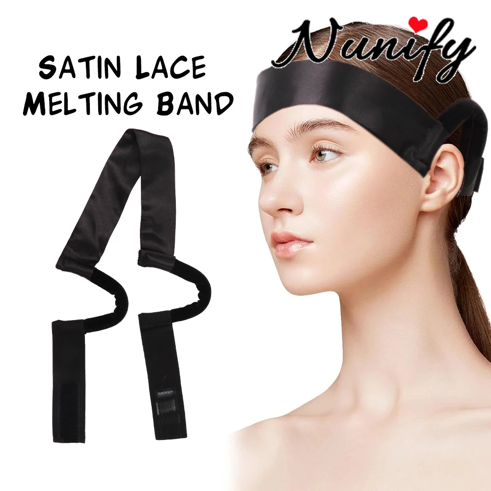 Adjustable Edge Band For Wigs With Ear Cut Outs 6pcs Rose Pink Black Lace Melting Edge Wrap to Lay Edges 3/3.5cm Wig Headband