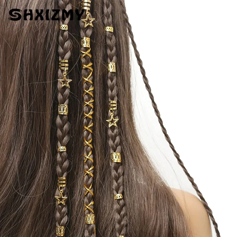 36Pcs Hollow Out Hair Ring DIY Hair Style Hair Accessories Loc Hair Jewelry For Braids Dread Locks Hair Braiding Metal Cuffs