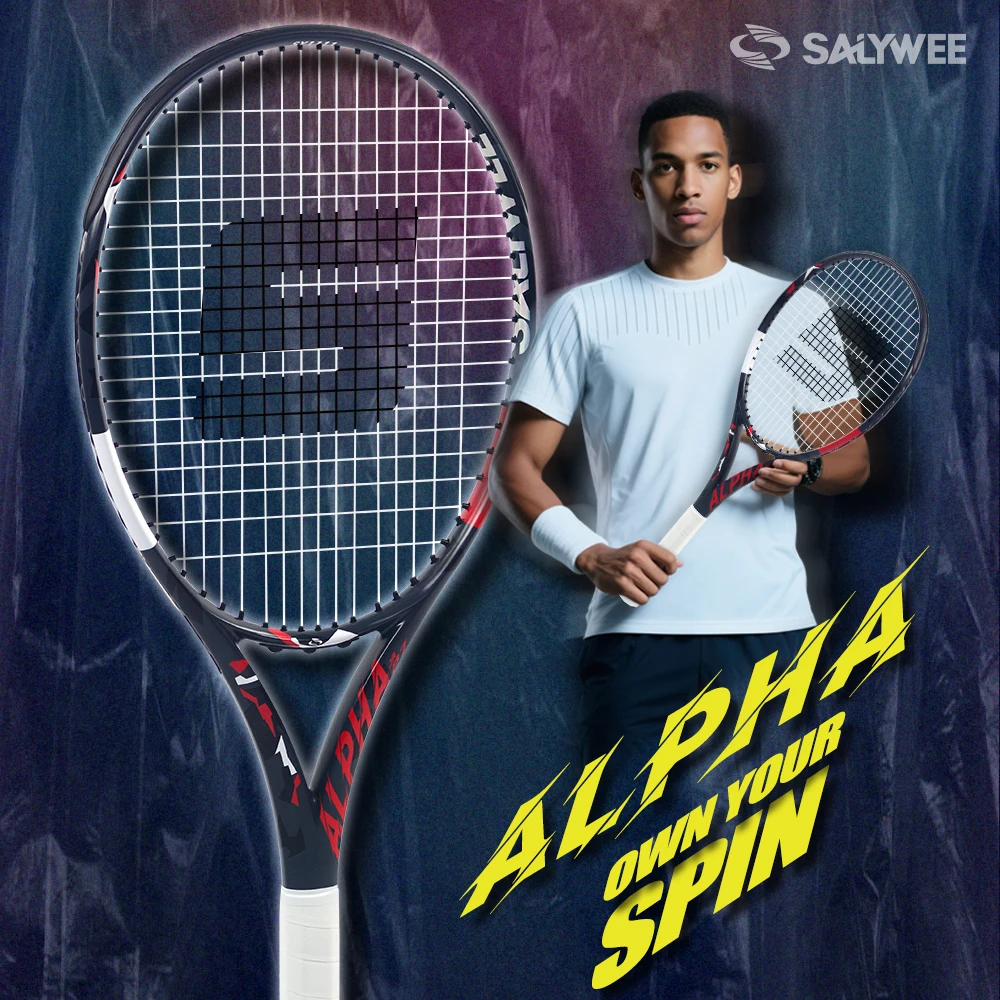 

Теннисная ракетка SALYWEE Alpha T800 из полностью углеродного волокна, сверхлегкая (273±7 г), с широкой трехсекционной антиторсионной рамой, с демпфером и чехлом для рукоятки