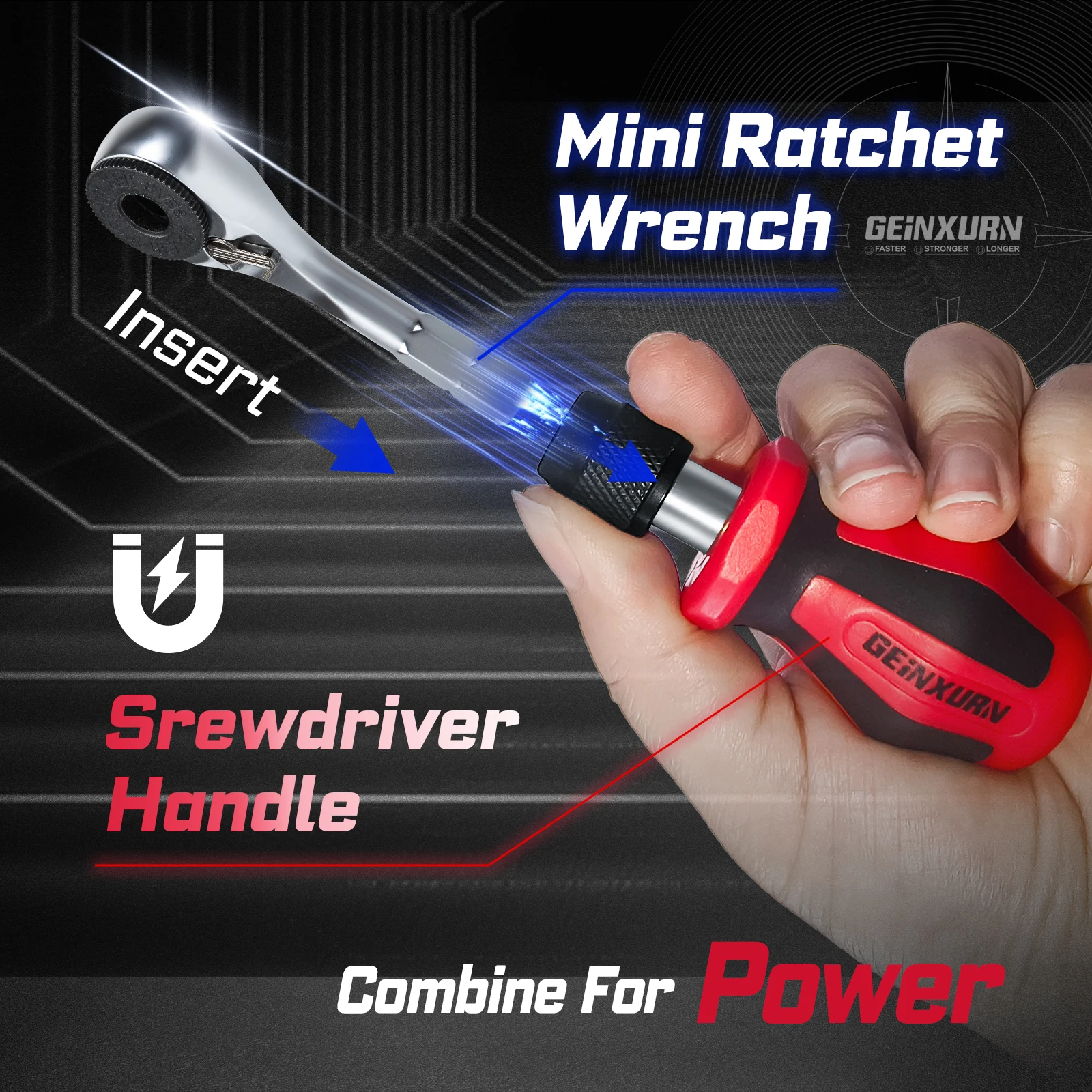 Geinxurn 21 STKS Schroevendraaier bitsets, Mini Ratelsleutel, Mini bit Handvat, Bithouder en Moer Driver met Impact S2 Schroevendraaier Bit