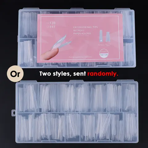 180pcs New Sandwich Nail Extension Mold Interlayer Dual Nail Forms Easy To Shape Oval/Coffin Mixed 15 Size Prolong Tool Manicure