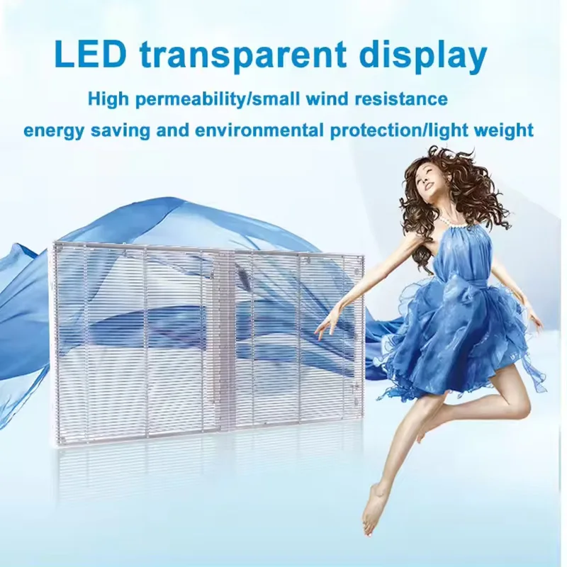 Indoor High Resolution LED Video Wall Advertising Display P3.91 Outdoor Transparent LED Mesh Screen Panel On Window Glass