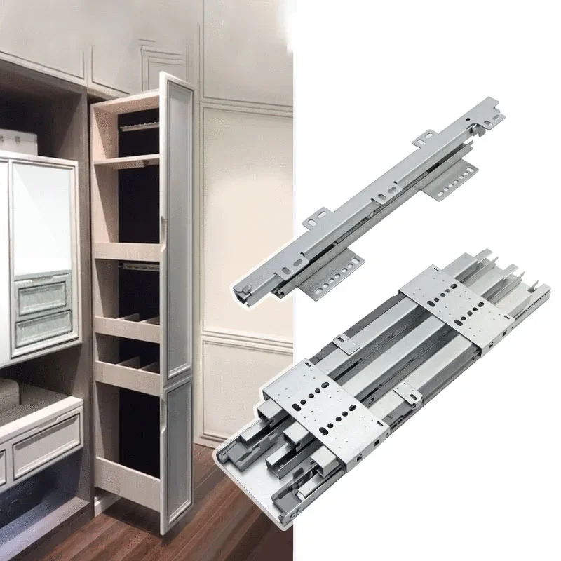 Heavy-duty slide rails for high deep cabinets mounted cabinets wardrobe rail slides damping buffering rails for floor ceiling