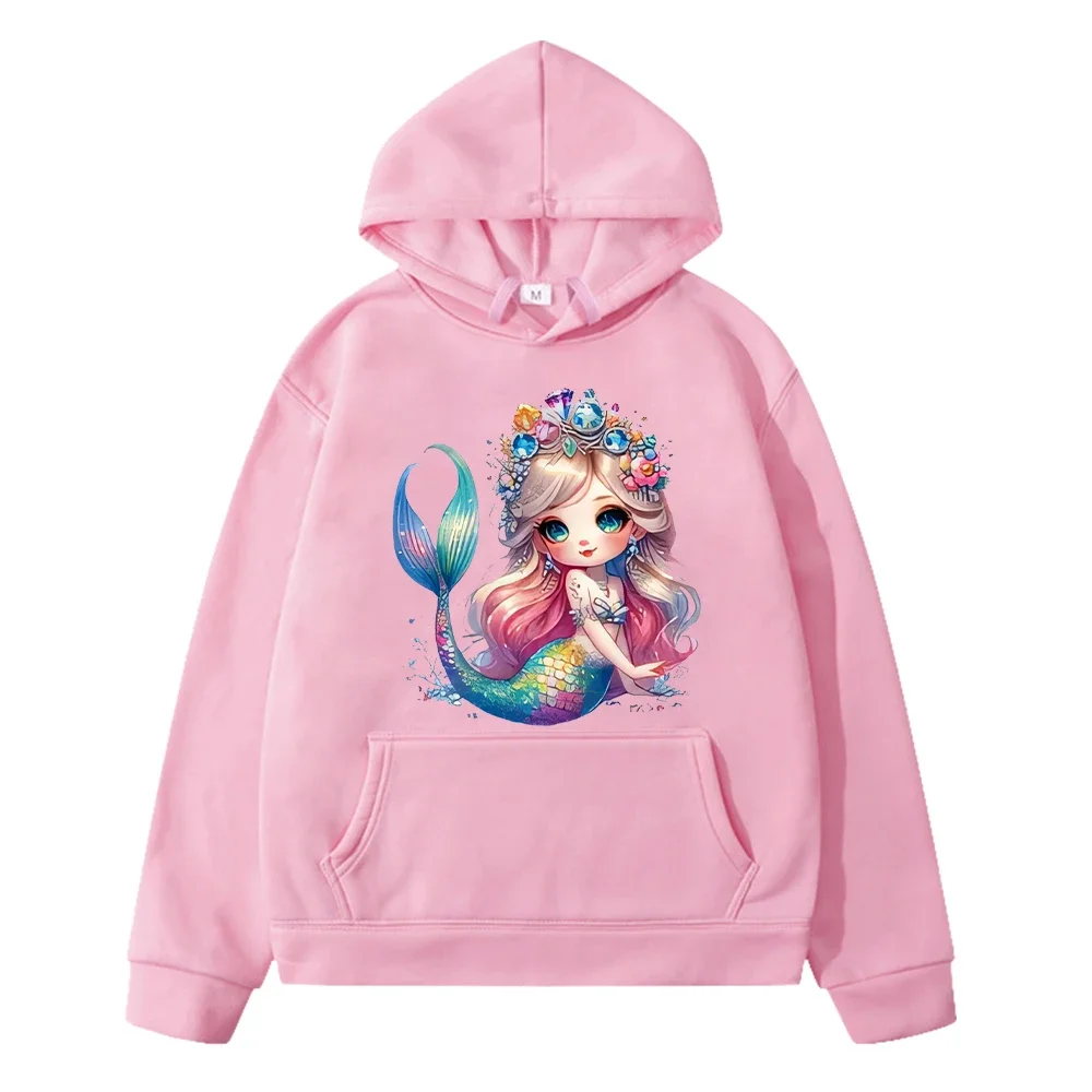 

Mermaid princess hoodie Fleece sweatshirt boys pullover y2k sudadera Disney Autumn anime hoodie Kawaii Jacket kids clothes girls
