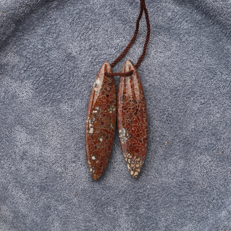 

Dinosaur Jasper Marquise Earrings for Women, Natural Stone, Red, Fashion Jewelry Accessories, 26x9x5mm, 5.3g