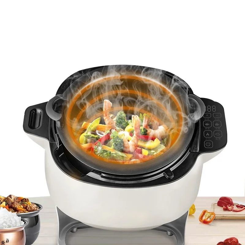 6L 220V Automatic Drum Cooking Machine 2000W Intelligent Frying Pan  Must-Have Artifact In The Kitchen