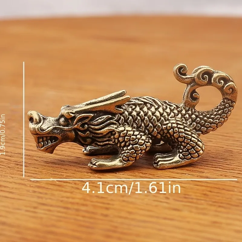 9pcs Vintage Brass Dragon Nine Sons Ornaments Set Solid Brass Hand Carving Dinosaur Theme Home Decor Collectible Figurines Gifts