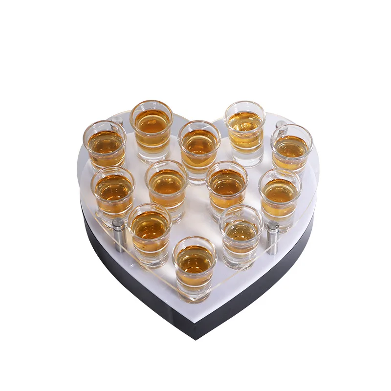 

LED luminous acrylic heart-shaped cup holder bar KTV special bullet cup holder one cup cocktail bucket wine rack