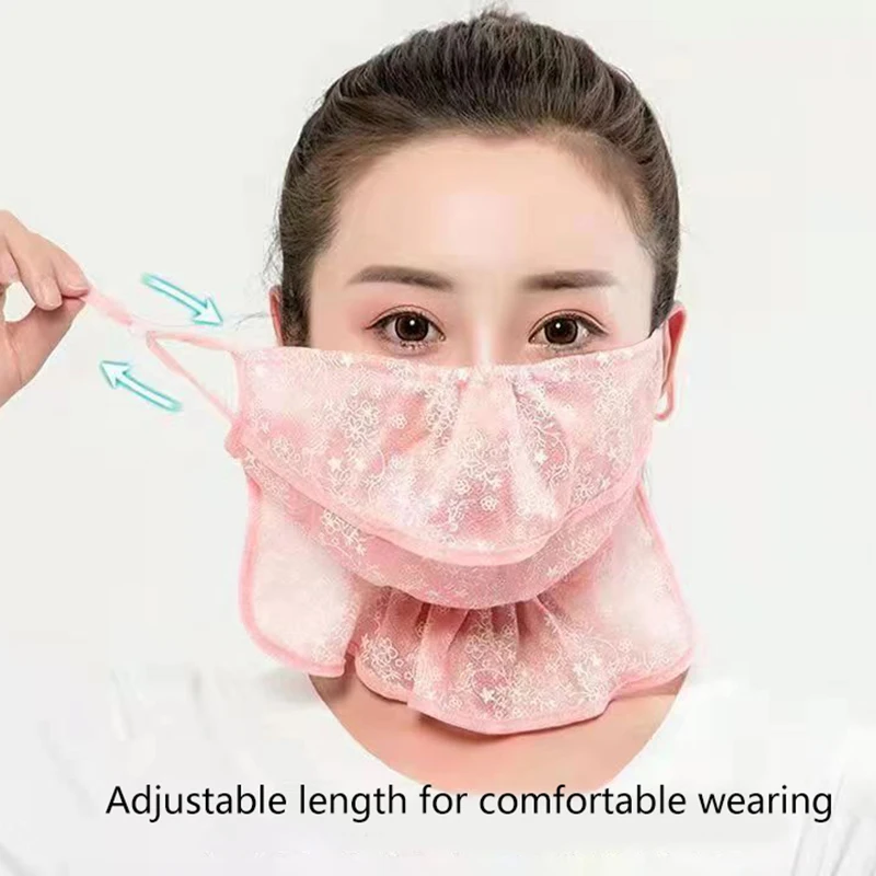 안티 uv 레이스 선 스크린 마스크 뜨거운 판매 매달려 귀 귀 코드 얼굴 커버 스카프 방진 통기성 스카프 마스크 야외 스포츠