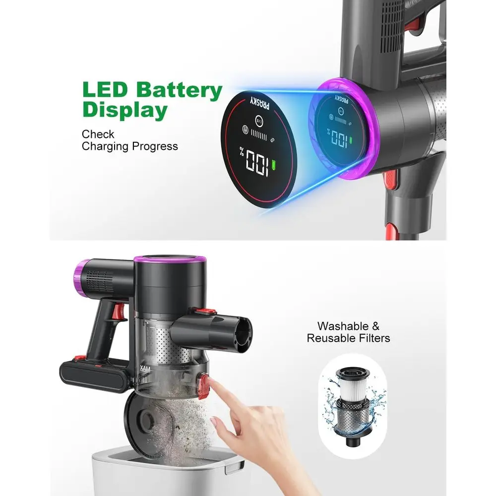 Cordless Vacuum Cleaner, Stick Vacuum Foldable Rechargeable, Powerful Suction Lightweight Vacuum Cleaners for Home,Anti-Tangle,S