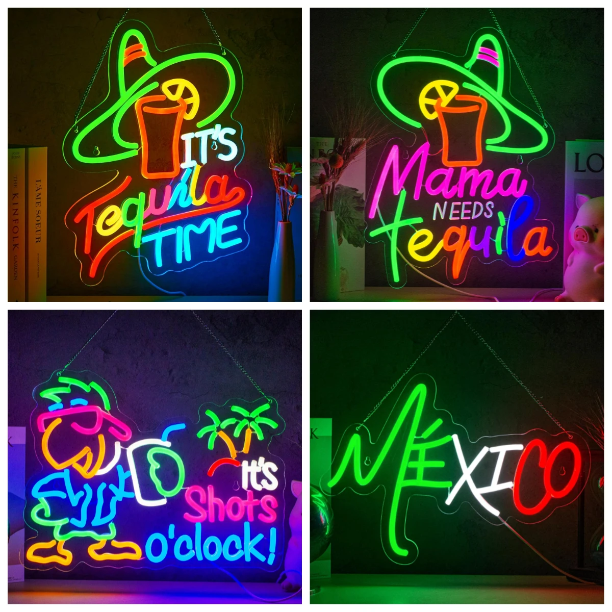 

It's Tequila Time Neon Sign Mexican Tequila USB Dimmable LED Neon Lights for Beer Bar Kitchen Restaurant Pub Party Club Shops