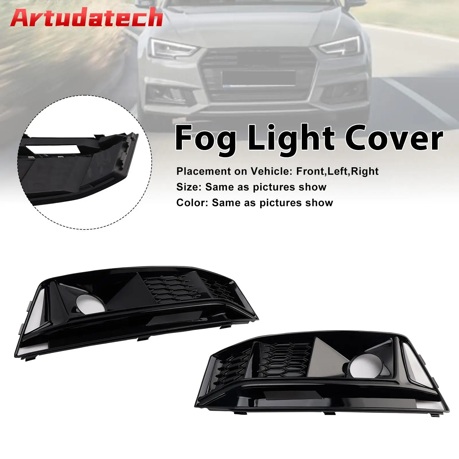 

Artudatech 2 шт. черные решетки противотуманных фар для переднего бампера, подходят для Audi A4 B9 S4 2016 2017 2018 2019, автомобильные аксессуары