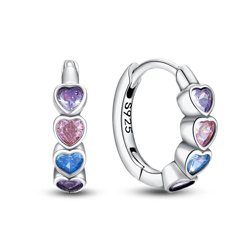 Women's 925 Sterling Silver Star Moon Heart Shape Earrings