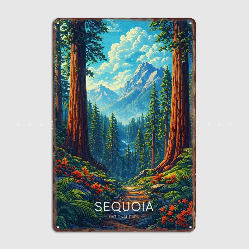 Sequoia National Park Landscape Poster Metal Tin Sign Indoor Outdoor Home Decor Bar Custom Posters Wall Room Decorations