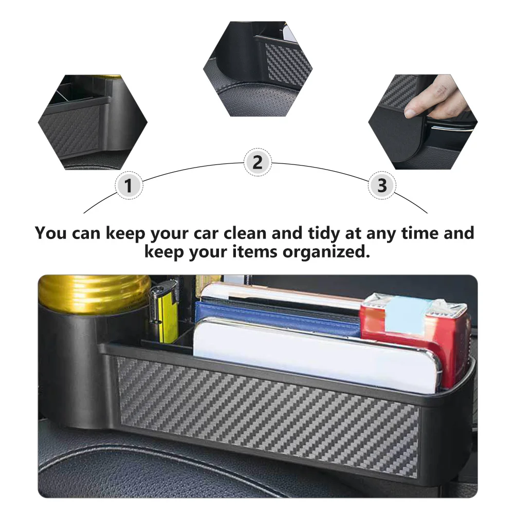 

1pc Car Seat Storage Box Abs Multi-Functional Leak-Proof Gap Organizer Black Container For Phones Keys Coins Car Accessories