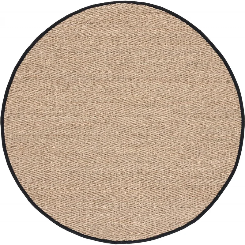 Natural Fiber Collection 10' Round Natural/Black NF115C Border Herringbone Seagrass Entryway Foyer Living Room Bedroom Kitchen A