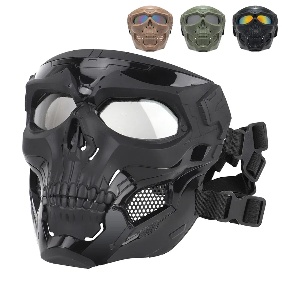Skull Motorcycle Mask - Windproof Full Face Tactical Balaclava with Goggles for Bike, ATV, Motocross & Cycling Gear