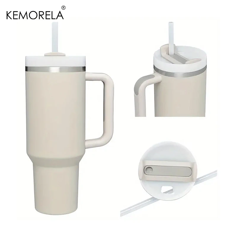 KEMORELA 1200ML Double Wall Vacuum Insulated Ice Cup Travel Mug with Handle Stainless Steel Water Bottle Leak Proof Hot And Cold