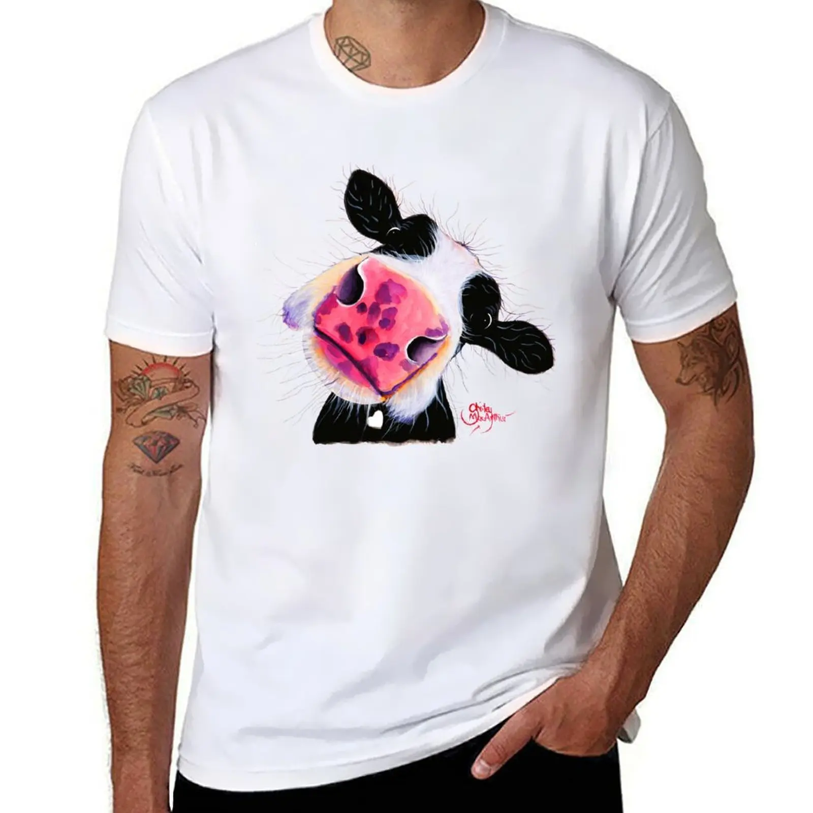 

COW PRiNT ' CARAMEL MILKSHAKE' BY SHIRLEY MACARTHUR T-Shirt man t shirt luxury t shirt man luxury T-Shirt