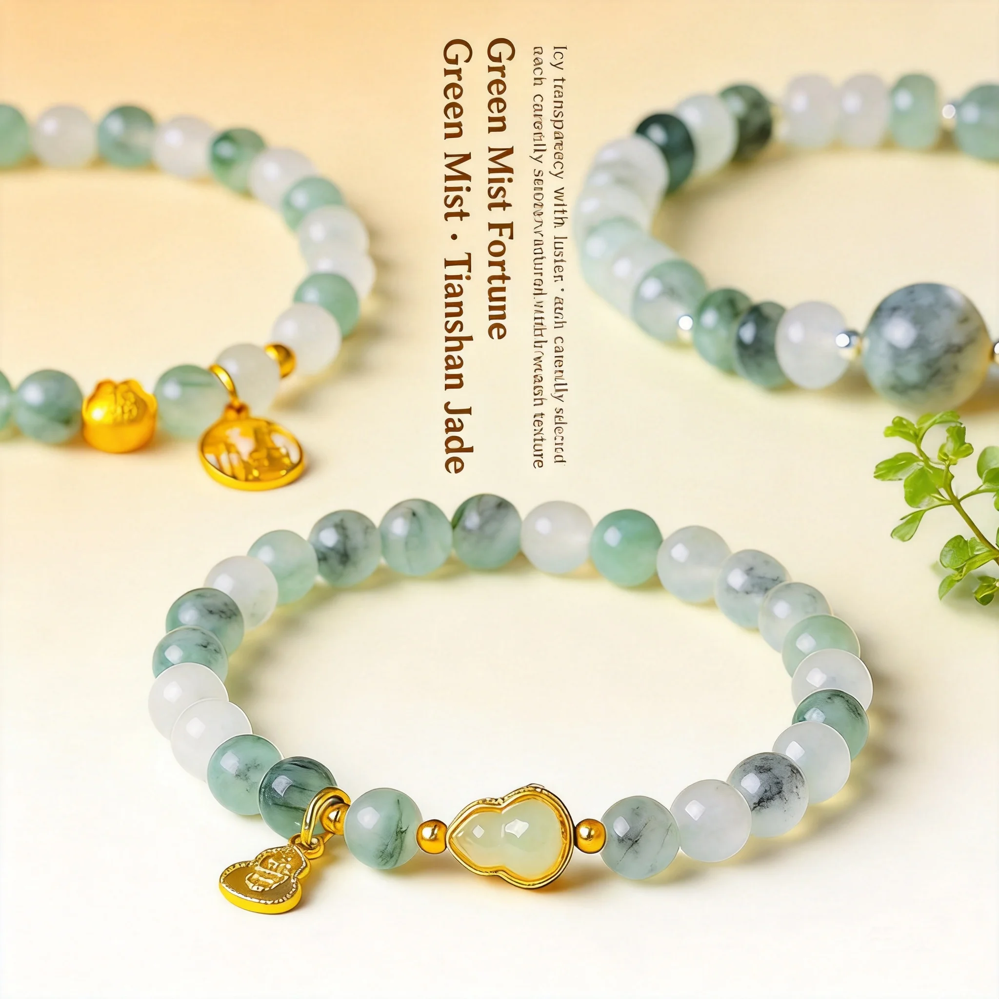 

2026 Chinese Style Beaded Bracelet For Women Natural Tianshan Jade Gourd Fortune Pendant Retro Literary Good Luck Blessing Daily