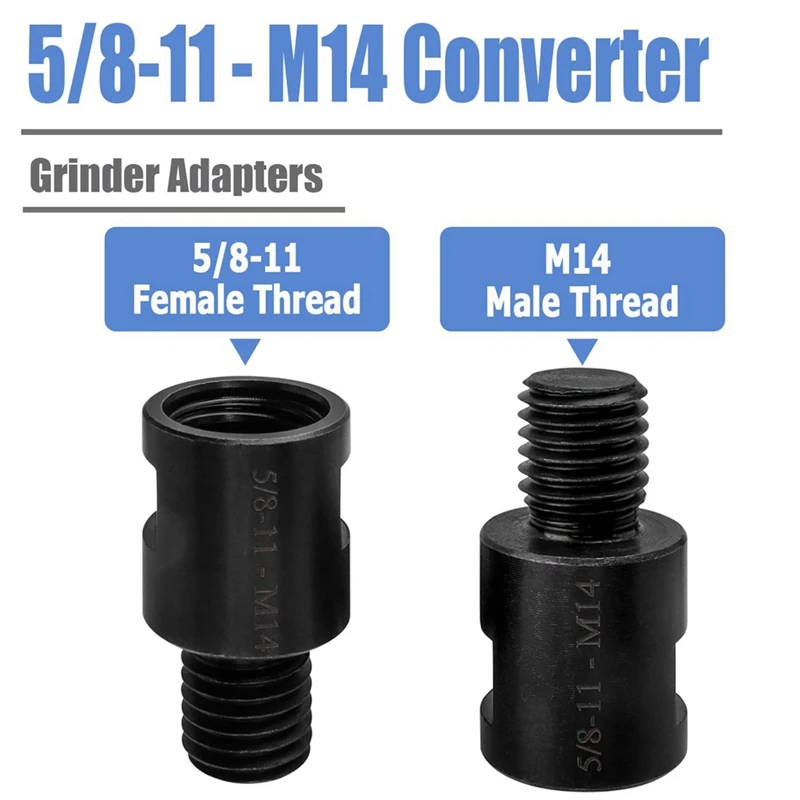 Promotion! 2Pcs 5/8 Inch-11 To M14 Adapter Angle Grinder Thread Converter Adapter Shaft Connector For Diamond Core Drill Bits