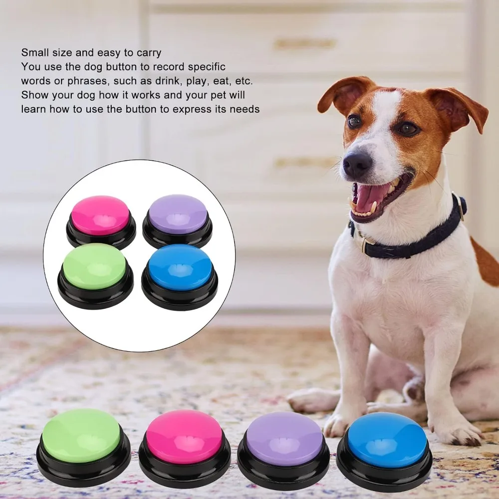 4pcs Clear Recording Record Talking Buttons Easy Setup ABS Pet Communication Buttons Bright Color Durable Recordable Buttons