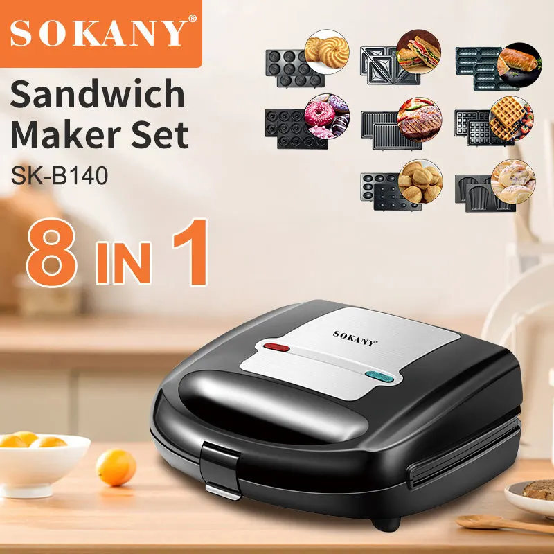 

8 in 1 Electric Waffle Makers Sandwich Mini Donut Maker Machine 220V Cake Bread Oven for Kids Dessert Toaster Kitchen EU 와플기계 와플