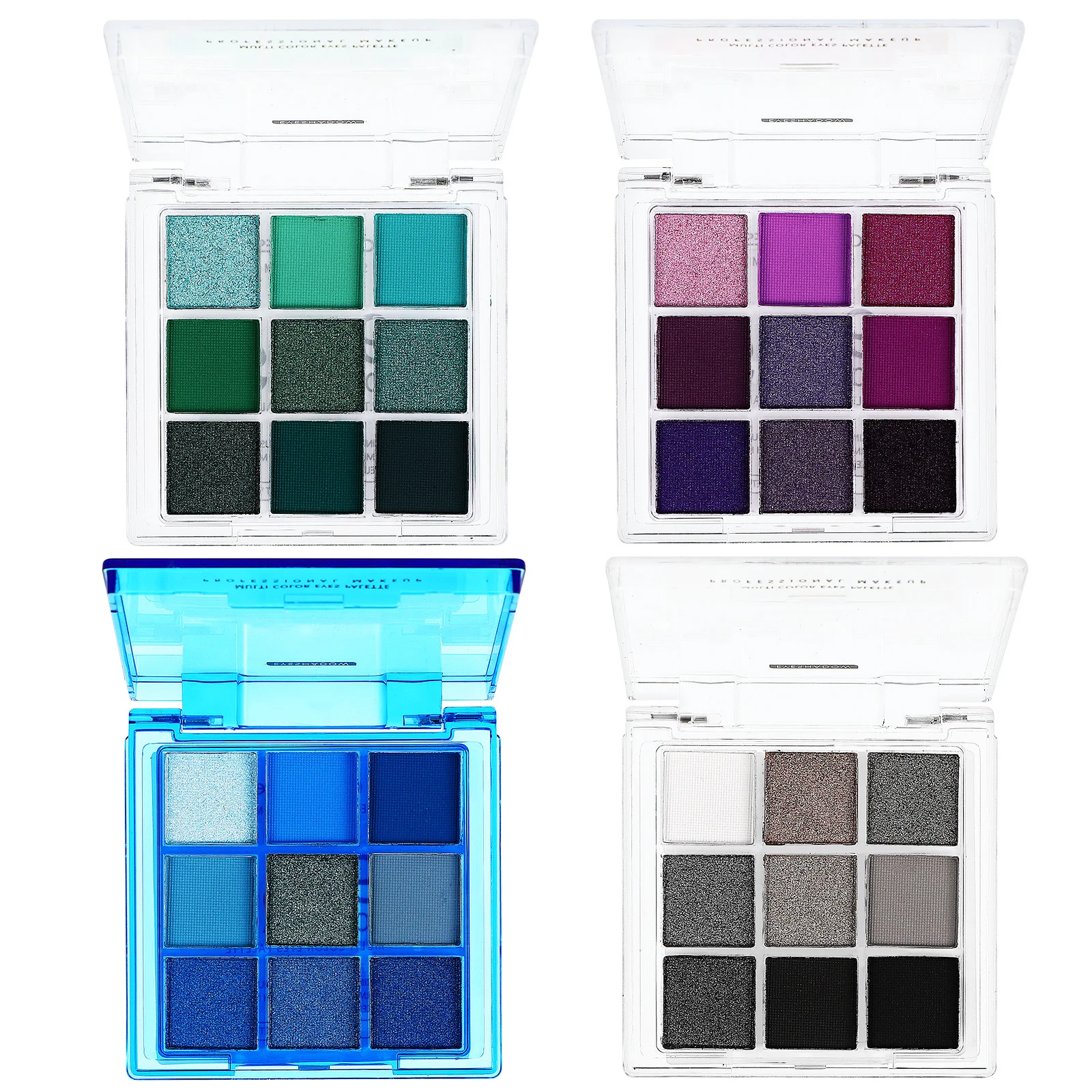Paletas de sombras de ojos de colores, paleta de maquillaje de sombra de ojos pigmentada con brillo mate, portátil, ligera para viajes, 4 Uds.