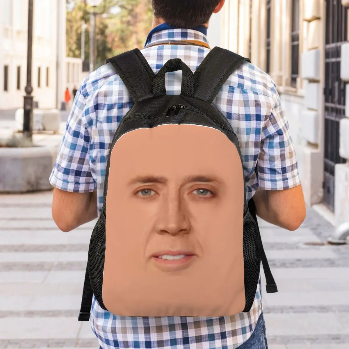 Benutzer definierte Nicolas Käfig Meme Laptop Rucksack Frauen Männer grundlegende Bücher tasche für College-Schüler lustige Taschen