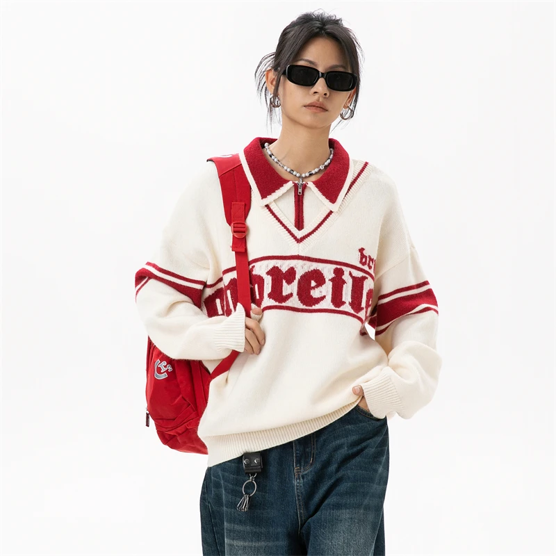 Women\'s Sweater Clothing Sales Promotion College Style Letter Printing Sweater Oversize Women Trends 2024 New Knit Sweatshirts