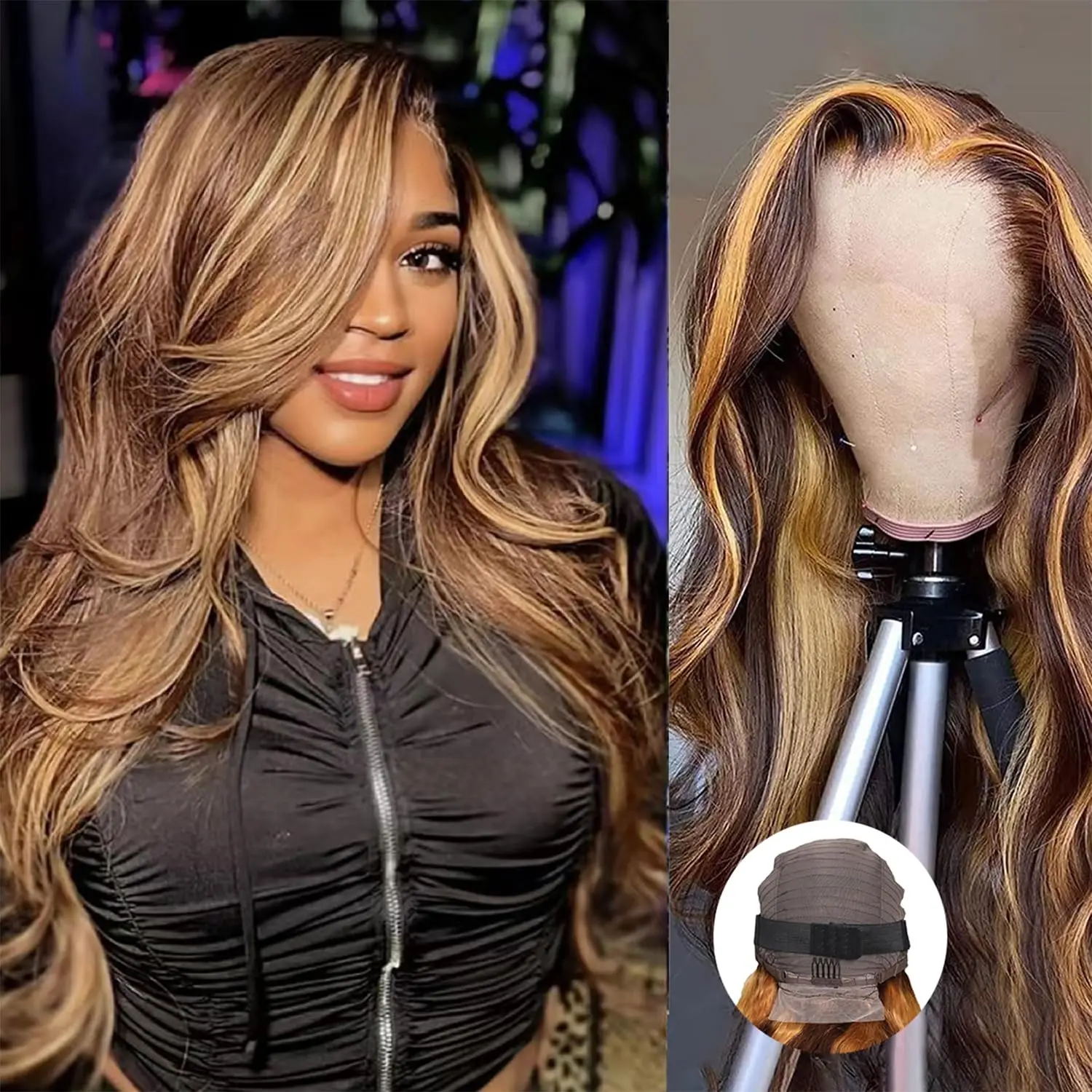 200% Density 4/27 Highlight Body Wave Wigs Glueless Preplucked Baby Hair Brazilian 13x4 Lace Frontal Wigs Human Hair For Women