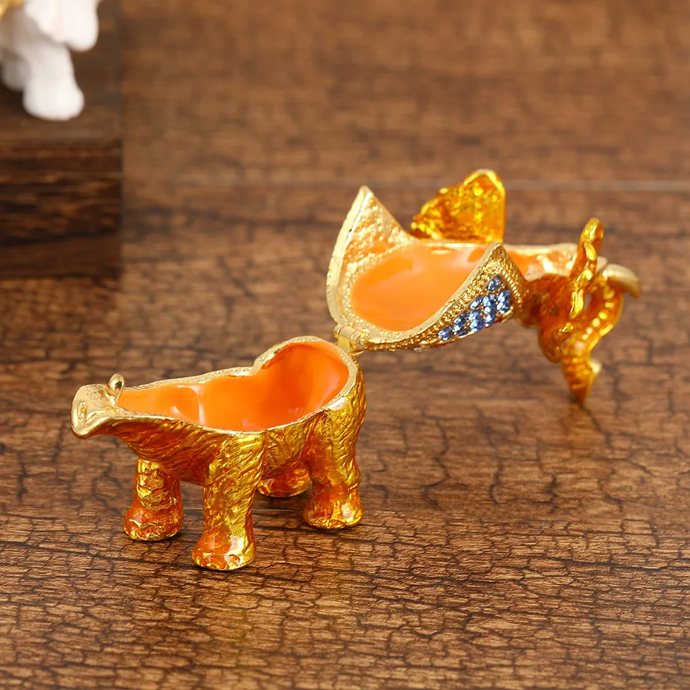 Elephant Shaped Jewelry Box Rhinestone Elephant Trinket Holder for Rings and Earrings Decor Organizer for Friends and Family