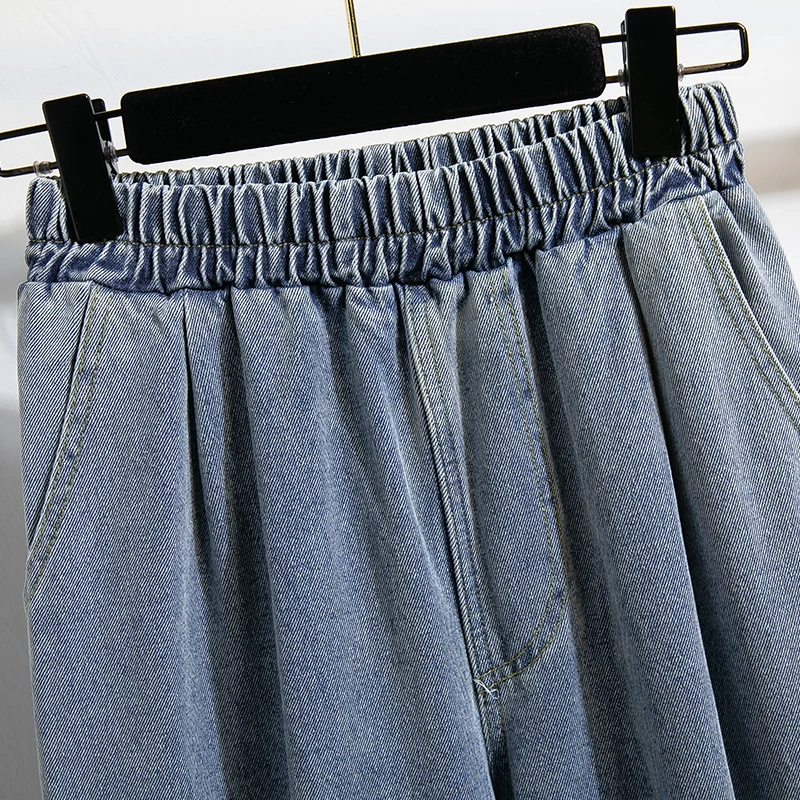 Grande taille jean pour femmes 2025 automne nouveauté haute taille élastique sarouel Denim pantalon Style coréen mode bleu jean femme