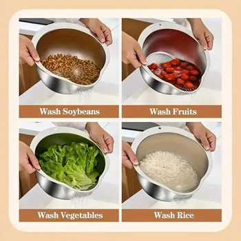 Stainless Steel Rice Strainer Bowl 5
