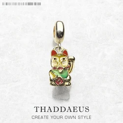 Lovely Cartoon Lucky Cat Toy Charm Pendant For Women Men Lover 925 Sterling Silver Gift