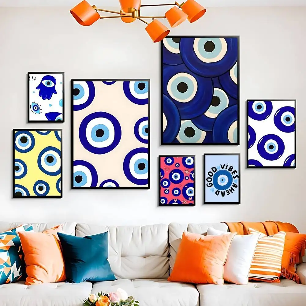 ملصق فني على شكل عين الشر بدون مؤطرة ملصق كرافت نادي بار ورق عتيق ملصق جداري فني ملصقات دراسة غرفة النوم