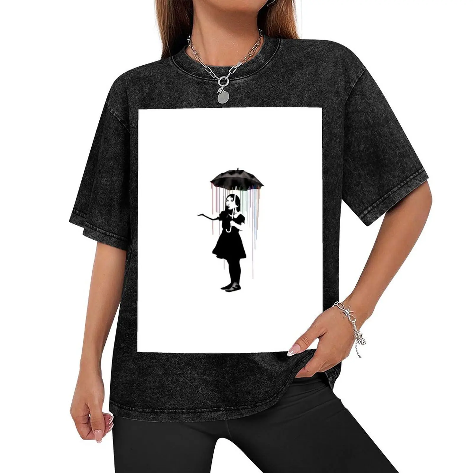 Banksy Girl With Umbrella T-Shirt football t shirt plain sublime fitted t shirts for men