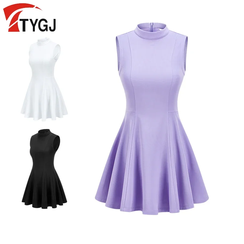 TTYGJ Sport Dresses with Shorts Women Golf Tennis Outfits Sleeveless Dress High Waist Casual Skirts for Athletic Training Sets