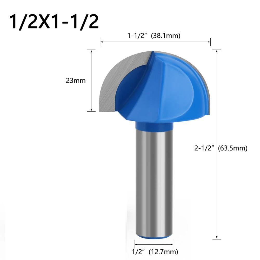 

Milling Cutter Router Bit 12.7mm Shank 45# Steel Round Nose Two Flutes With Bearing For Woodworking Milling Tools