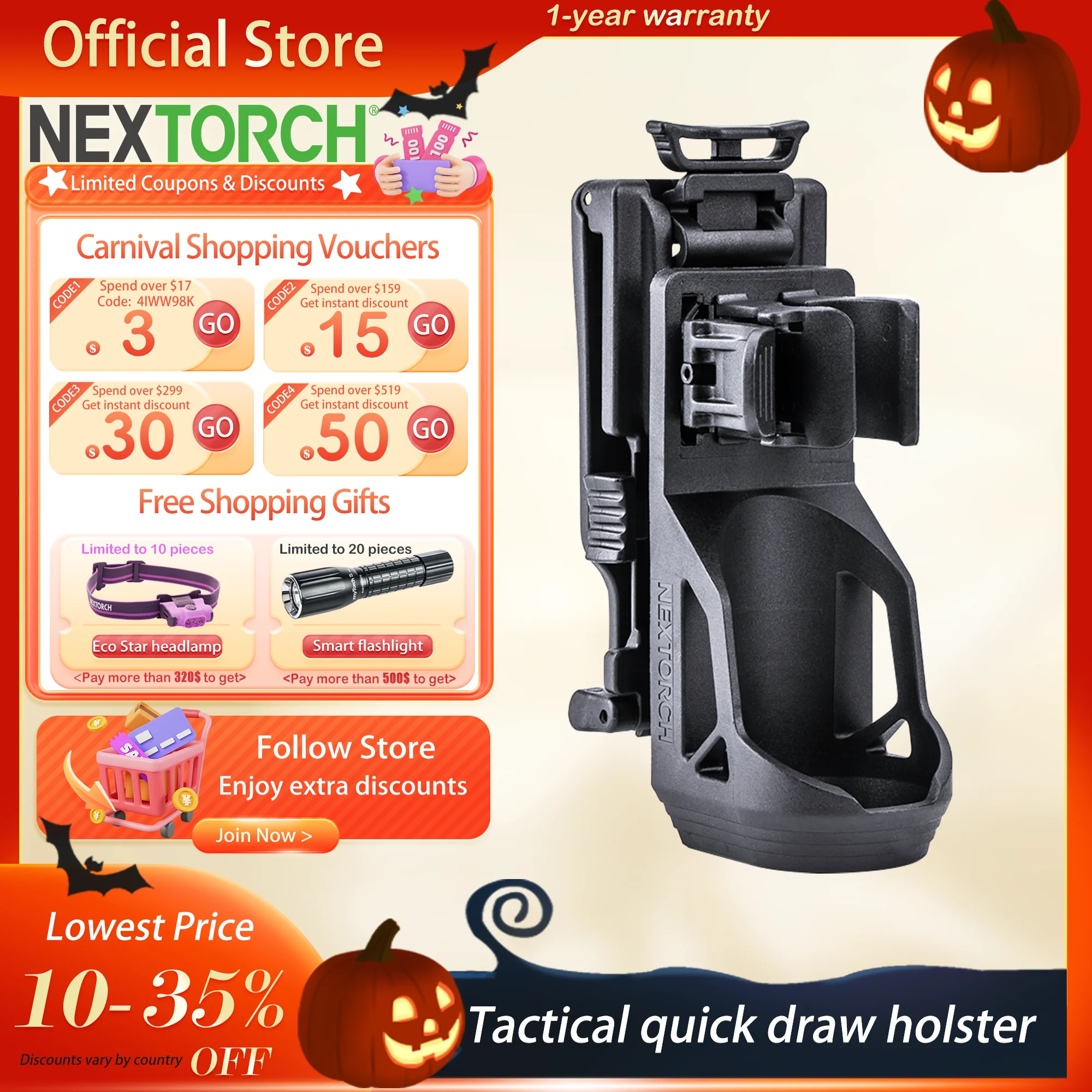 

NEXTORCH V51 Держатель фонарика Тактический быстросъемный рукав, для мощных фонарей с диаметром цилиндра 25-32 мм