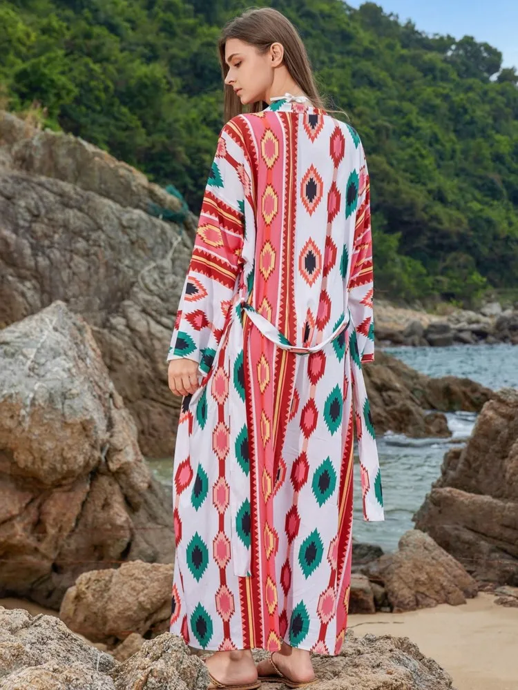 One Piece Cover Up Beach Kimono For Women Swimsuit Cover Up Wrap Dresses Seaside Bathing Suits Beachwear (excluding Swimsuits)