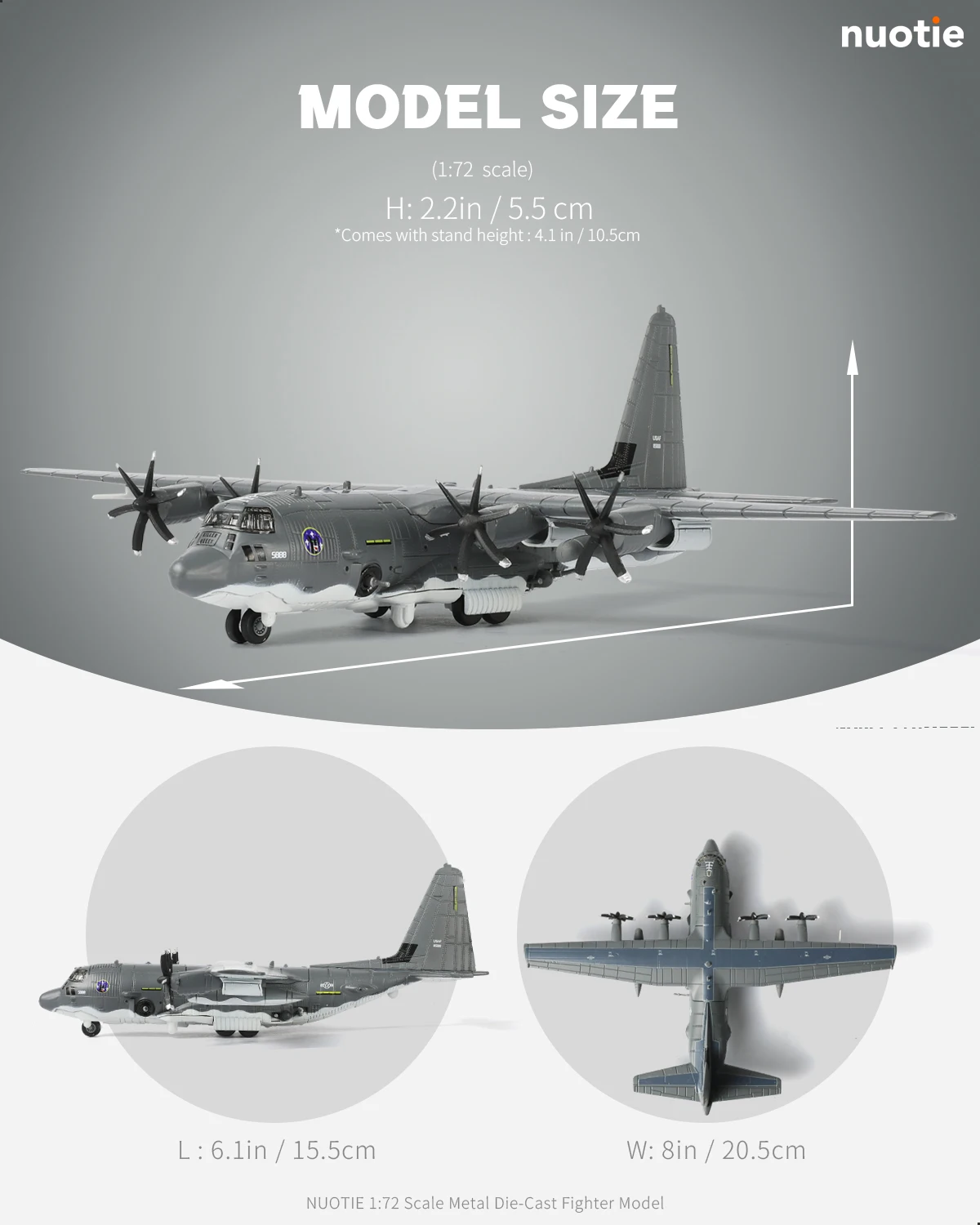 NUOTIE 1/200 AC-130J Ghostrider Gunship Diecast Metal Model 7.95