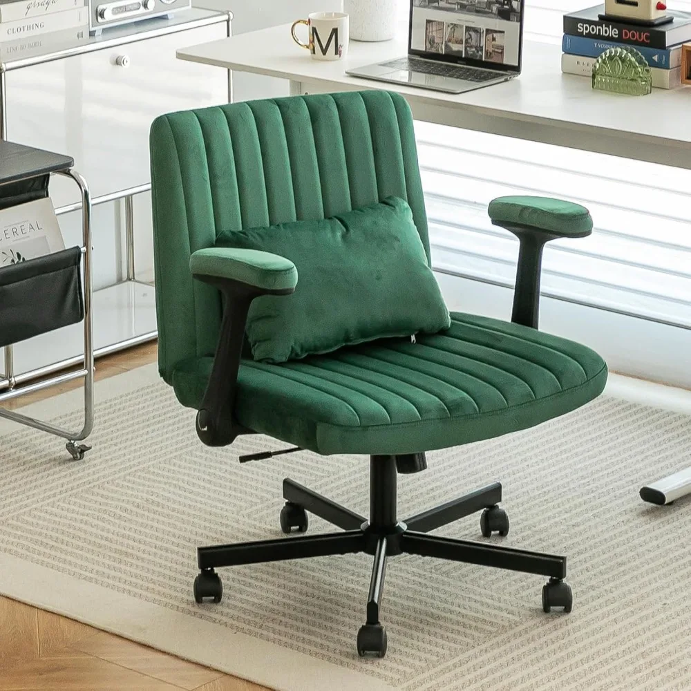 

luxury swivel office chair with cross-legged design, adjustable arms and wheels for home or apartment use